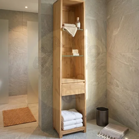 Estantería de baño Teka Natura 1 cajón y 4 estantes hecha a mano en madera maciza - Moycor - 6391003MYC - foto-secundaria-5