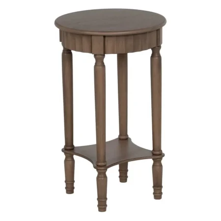 Mesita auxiliar marrón en DM con estructura de pino 40x40x66cm - Ixia - 640419IX - foto-blanco