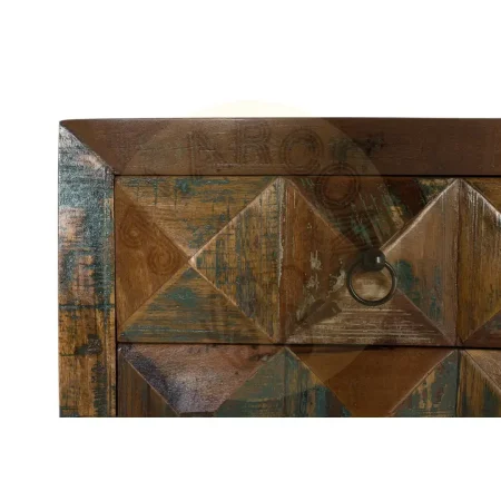 Consola Diamante Reciclado 2 cajones 2 puertas madera reciclada patas de hierro acabado multicolor patas negras estilo industrial 100x32x87cm - Giner y Colomer - 6425GYC - foto-secundaria-3