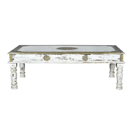 Mesa de centro Savi en madera de mango con detalles en bronce 140x80x45cm - Giner y Colomer - 6490GYC - foto-blanco