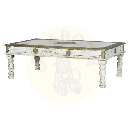 Mesa de centro Savi en madera de mango con detalles en bronce 140x80x45cm - Giner y Colomer - 6490GYC - foto-secundaria-1