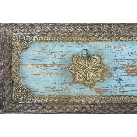 Baúl Pena en madera de mango con detalles en bronce diseño artesanal y acabado natural 80x40x45cm - Giner y Colomer - 6496GYC - foto-secundaria-3