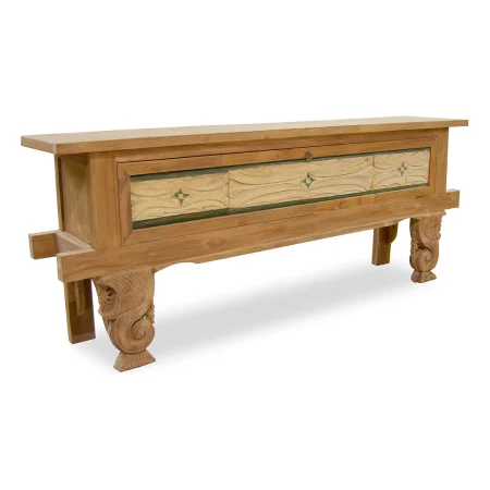 Consola Granada de teca reciclada 1 puerta madera maciza hecha a mano sostenible - Moycor - 6500623MYC - foto-blanco
