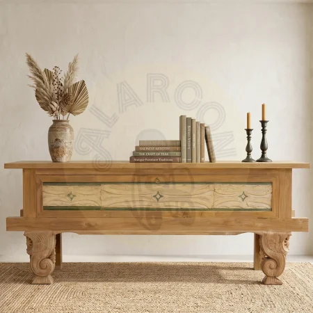 Consola Granada de teca reciclada 1 puerta madera maciza hecha a mano sostenible - Moycor - 6500623MYC - foto-secundaria-6