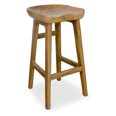 Taburete de bar en madera de suar hecho a mano 41x80x41cm - Moycor - 654006MYC - foto-blanco