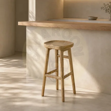 Taburete de bar en madera de suar hecho a mano 41x80x41cm - Moycor - 654006MYC - foto-secundaria-5