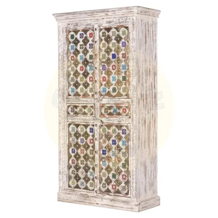 Armario Bakhra de madera de mango con detalles en azulejo y bronce 100x40x185cm - Giner y Colomer - 6572GYC - foto-secundaria-1