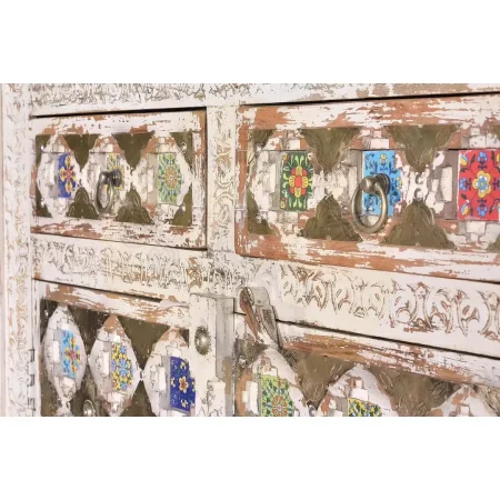Armario Bakhra de madera de mango con detalles en azulejo y bronce 100x40x185cm - Giner y Colomer - 6572GYC - foto-secundaria-4