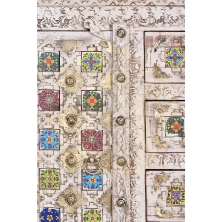 Aparador Bakhra en madera de mango maciza con detalles en cerámica y bronce diseño artesanal y espacio interior funcional 150x40x90cm - Giner y Colomer - 6577GYC - foto-secundaria-4