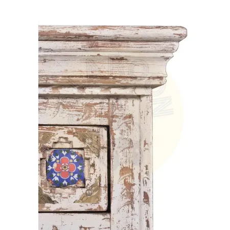 Mesita de noche Bakhra en madera de mango con detalles en cerámica y bronce 45x35x60cm - Giner y Colomer - 6578GYC - foto-secundaria-4