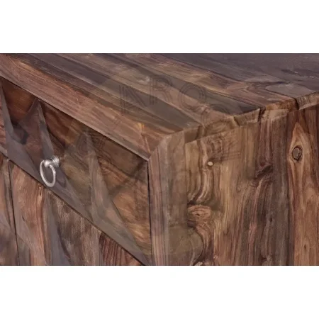 Cómoda Agra en palisandro macizo con pies de hierro color cerezo oscuro 2 cajones 2 puertas y estante interior 100x40x87cm - Giner y Colomer - 6579GYC - foto-secundaria-4