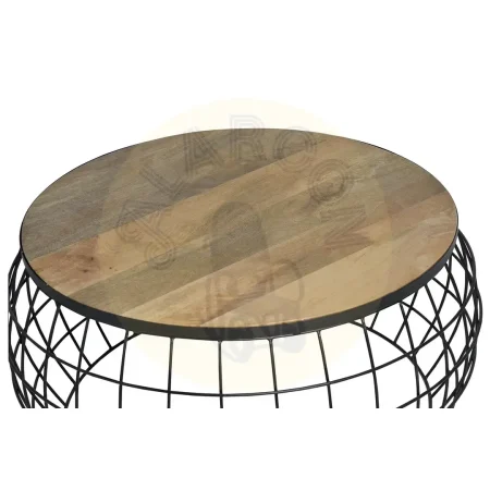 Set de 2 mesas de centro Lume madera de mango base de hierro acabado natural diseño contemporáneo y Grande 76. pequeña 58xGrande 76. pequeña 58xGrande 36. pequeña 31cm - Giner y Colomer - 6596GYC - foto-secundaria-1
