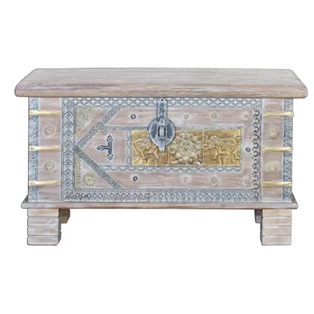 Baúl Veli en madera de mango con detalles en bronce 80x40x45cm - Giner y Colomer - 6643GYC - foto-blanco
