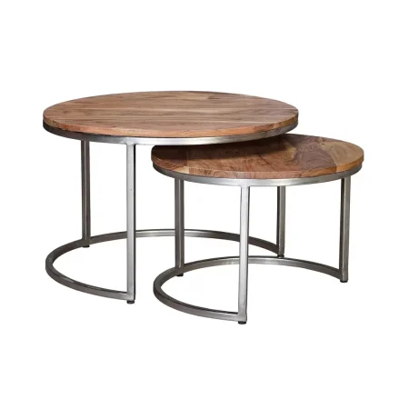 Set de 2 mesas de centro nido Sunoa madera de mango estructura metálica diseño contemporáneo Grande70.pequeña55xGrande70.pequeña55xGrande46.pequeña39cm Grande 70. pequeña 55xGrande 70. pequeña 55xGrande 46. pequeña 39cm - Giner y Colomer - 6650GYC - foto-blanco