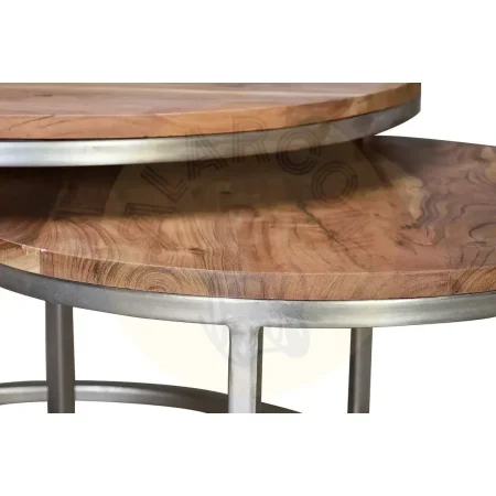 Set de 2 mesas de centro nido Sunoa madera de mango estructura metálica diseño contemporáneo Grande70.pequeña55xGrande70.pequeña55xGrande46.pequeña39cm Grande 70. pequeña 55xGrande 70. pequeña 55xGrande 46. pequeña 39cm - Giner y Colomer - 6650GYC - foto-secundaria-1
