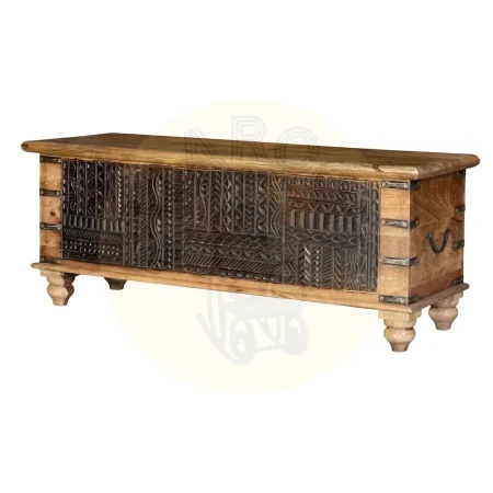 Baúl Pesaro de madera de mango acabado natural y diseño artesanal gran capacidad 116x40x45cm - Giner y Colomer - 6663GYC - foto-secundaria-1