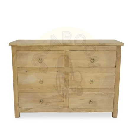 Cómoda de madera maciza de teca reciclada con 6 amplios cajones acabado natural 114x45x80cm - Moycor - 6681601MYC - foto-secundaria-1