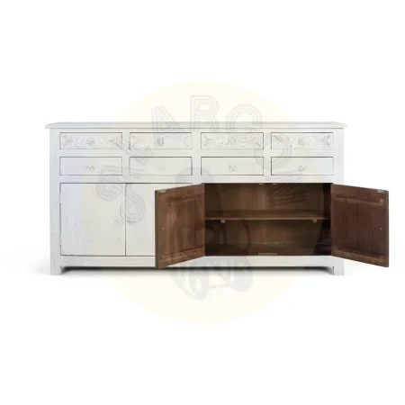 Aparador Lahore 4 puertas 8 cajones madera de mango maciza acabado artesanal elegante 200x44x100cm - Giner y Colomer - 6683GYC - foto-secundaria-2