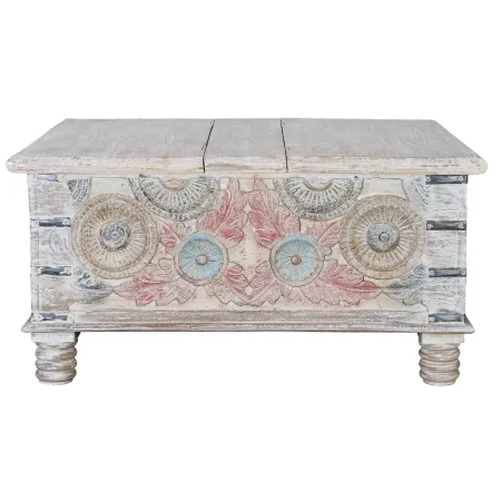 Mesa de centro Olympia en madera de mango con amplio almacenaje y patas con reguladores 90x90x45cm - Giner y Colomer - 6687GYC - foto-blanco