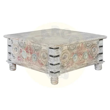 Mesa de centro Olympia en madera de mango con amplio almacenaje y patas con reguladores 90x90x45cm - Giner y Colomer - 6687GYC - foto-secundaria-1