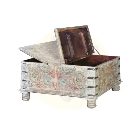 Mesa de centro Olympia en madera de mango con amplio almacenaje y patas con reguladores 90x90x45cm - Giner y Colomer - 6687GYC - foto-secundaria-2