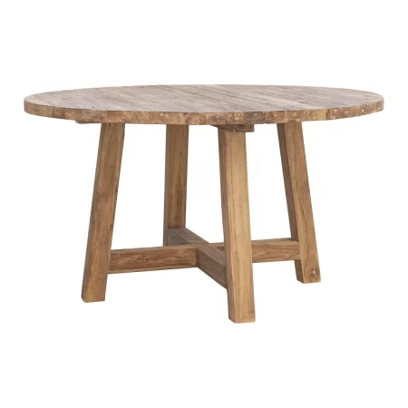 Mesa de comedor redonda Orlando teka madera maciza hecha a mano - Moycor - 674022MYC - foto-blanco