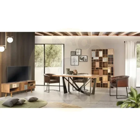 Sillón Bitonto tapizado en piel marrón con estructura de hierro y asiento y respaldo acolchados 62x60x76cm - Giner y Colomer - 6747GYC - foto-secundaria-6