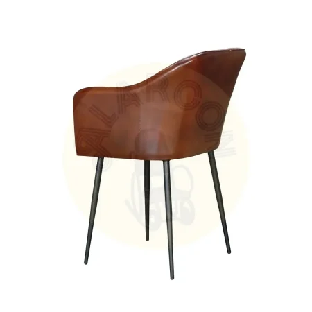 Sillón en piel marrón con estructura de hierro y patas negras asiento y respaldo cómodos 54x60x82cm - Giner y Colomer - 6748GYC - foto-secundaria-2