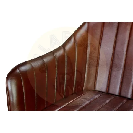 Sillón en piel marrón con estructura de hierro y patas negras asiento y respaldo cómodos 54x60x82cm - Giner y Colomer - 6748GYC - foto-secundaria-3