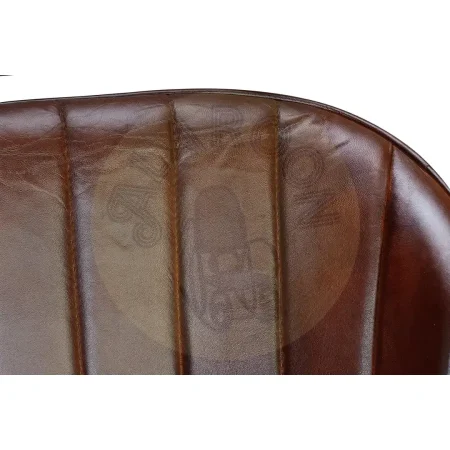 Sillón en piel marrón con estructura de hierro y patas negras asiento y respaldo cómodos 54x60x82cm - Giner y Colomer - 6748GYC - foto-secundaria-4