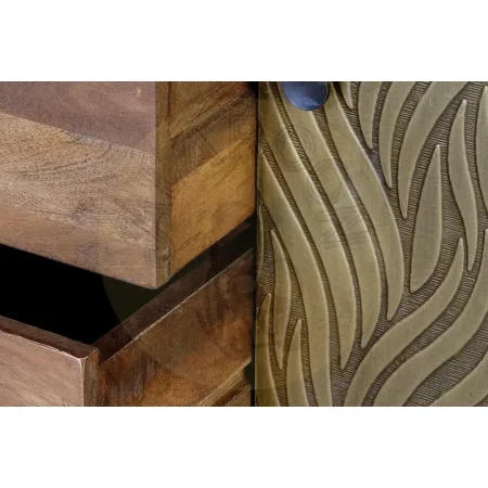 Aparador Savana madera de mango maciza 2 puertas 3 cajones acabado marrón detalles en bronce patas 19cm 160x40x76cm - Giner y Colomer - 6762GYC - foto-secundaria-3