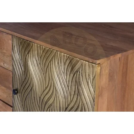 Aparador Savana madera de mango maciza 2 puertas 3 cajones acabado marrón detalles en bronce patas 19cm 160x40x76cm - Giner y Colomer - 6762GYC - foto-secundaria-4