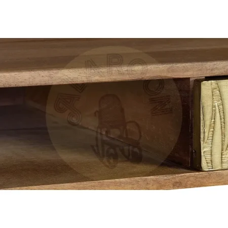 Escritorio Savana madera de mango marrón con detalles en bronce 2 cajones patas revestidas estilo contemporáneo 130x50x76cm - Giner y Colomer - 6763GYC - foto-secundaria-3