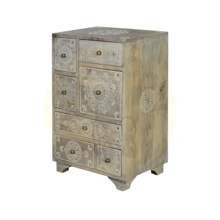 Mueble auxiliar Ragusa en madera de mango con 7 cajones pintados a mano diseño artesanal y robusto 42x30x66cm - Giner y Colomer - 6792GYC - foto-secundaria-1