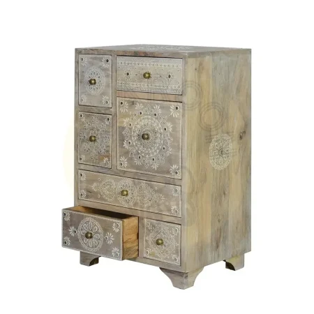 Mueble auxiliar Ragusa en madera de mango con 7 cajones pintados a mano diseño artesanal y robusto 42x30x66cm - Giner y Colomer - 6792GYC - foto-secundaria-2