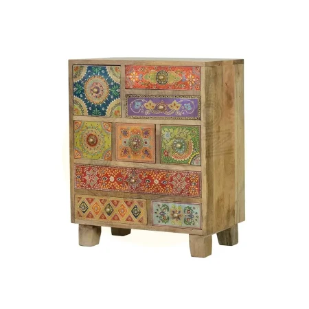 Mueble auxiliar Modica 9 cajones madera de mango pintado a mano multicolor acabado natural y robusto diseño contemporáneo versátil 52x30x63cm - Giner y Colomer - 6795GYC - foto-secundaria-1