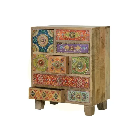 Mueble auxiliar Modica 9 cajones madera de mango pintado a mano multicolor acabado natural y robusto diseño contemporáneo versátil 52x30x63cm - Giner y Colomer - 6795GYC - foto-secundaria-2