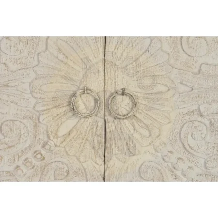 Cómoda Perpiñán en madera de mango con 2 puertas talladas a mano y estante interior acabado blanco envejecido 90x40x90cm - Giner y Colomer - 6815GYC - foto-secundaria-5