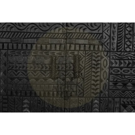 Armario Jeroglífico 3 puertas de madera de mango talladas a mano base metal negro estantes interiores estilo artesanal 120x40x135cm - Giner y Colomer - 6838GYC - foto-secundaria-4