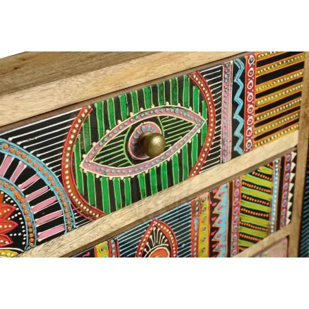 Cómoda Lindos madera de mango con 5 cajones y 1 puerta detalles pintados a mano acabado multicolor diseño atemporal 100x32x55cm - Giner y Colomer - 6880GYC - foto-secundaria-3