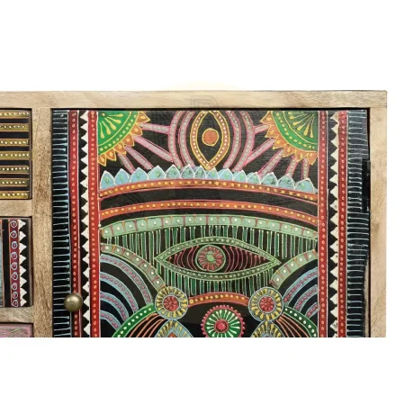 Cómoda Lindos madera de mango con 5 cajones y 1 puerta detalles pintados a mano acabado multicolor diseño atemporal 100x32x55cm - Giner y Colomer - 6880GYC - foto-secundaria-4