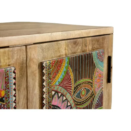 Mueble auxiliar Lindos 2 puertas madera de mango con detalles étnicos pintados a mano 60x30x60cm - Giner y Colomer - 6881GYC - foto-secundaria-4