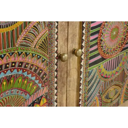 Mueble auxiliar Lindos 2 puertas madera de mango con detalles étnicos pintados a mano 60x30x60cm - Giner y Colomer - 6881GYC - foto-secundaria-5