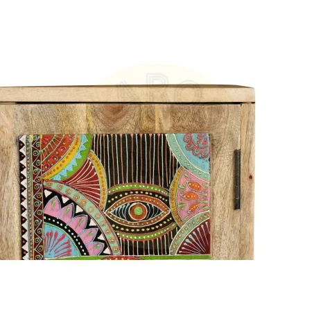 Mueble auxiliar Lindos 2 puertas madera de mango con detalles étnicos pintados a mano 60x30x60cm - Giner y Colomer - 6881GYC - foto-secundaria-6
