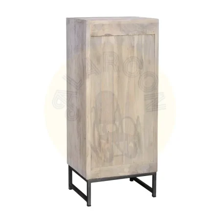Sinfonier 5 cajones de madera de mango tallada a mano con base de hierro estilo industrial blanco envejecido 45x35x105cm - Giner y Colomer - 6898GYC - foto-secundaria-2