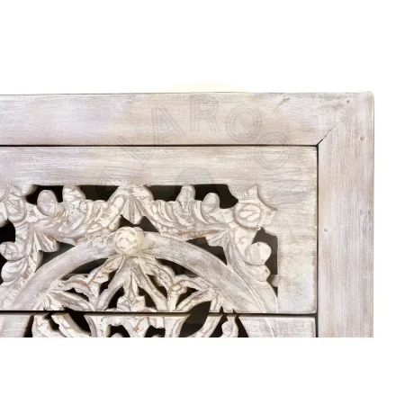 Sinfonier 5 cajones de madera de mango tallada a mano con base de hierro estilo industrial blanco envejecido 45x35x105cm - Giner y Colomer - 6898GYC - foto-secundaria-5