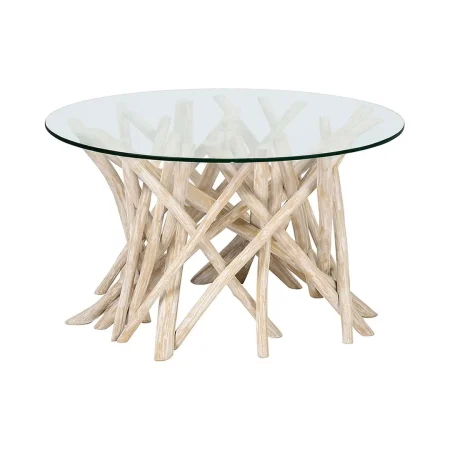 Mesa de centro Erosi blanqueada hecha a mano con materiales naturales - Moycor - 693041MYC - foto-blanco