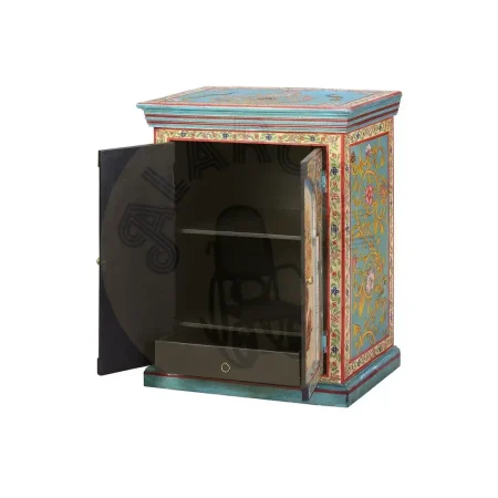 Mueble auxiliar Kavo 2 puertas y 1 cajón interior en MDF y madera de mango acabado artesanal pintado a mano colores vivos almacenamiento organizado 52x34x68cm - Giner y Colomer - 6950GYC - foto-secundaria-2