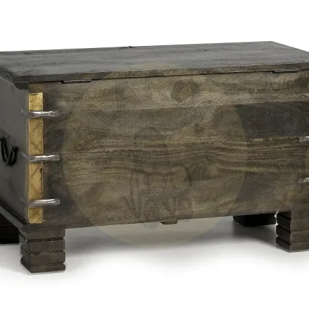 Baúl Sula madera de mango con detalles en bronce y metal apertura superior y gran capacidad acabado marrón oscuro 80x40x45cm - Giner y Colomer - 6993GYC - foto-secundaria-3