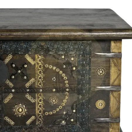 Baúl Sula madera de mango con detalles en bronce y metal apertura superior y gran capacidad acabado marrón oscuro 80x40x45cm - Giner y Colomer - 6993GYC - foto-secundaria-4